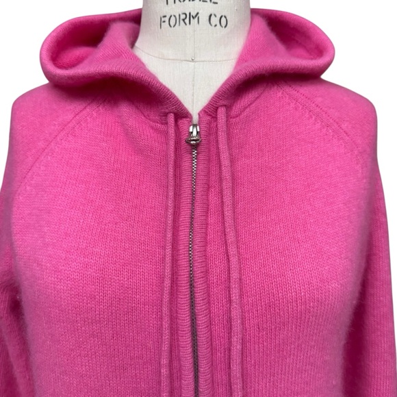 Isaac Mizrahi For Target Angora Wool Hoodie Women’s M Pink Full Zip Up Cardigan - Picture 2 of 10